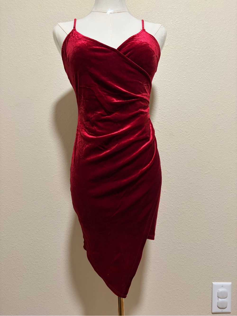 Windsor Burgundy Velvet Asymmetrical Slip Dress